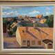 Large Original Swedish Oil on Panel – "Urban Landscape" by Wilhelm Matton – Signed – Dated 1947 – Framed – 83 × 73 cm (32.7 in × 28.7 in)