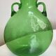 Neo-classical vase from 1960, Italian work in blown green bubble glass.