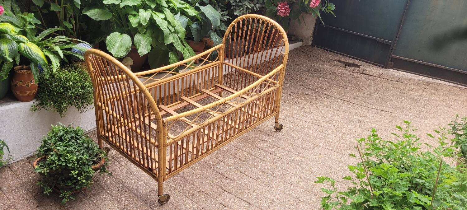 60s rattan children's bed