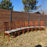 Set of 8 vintage Scandinavian chairs in solid teak