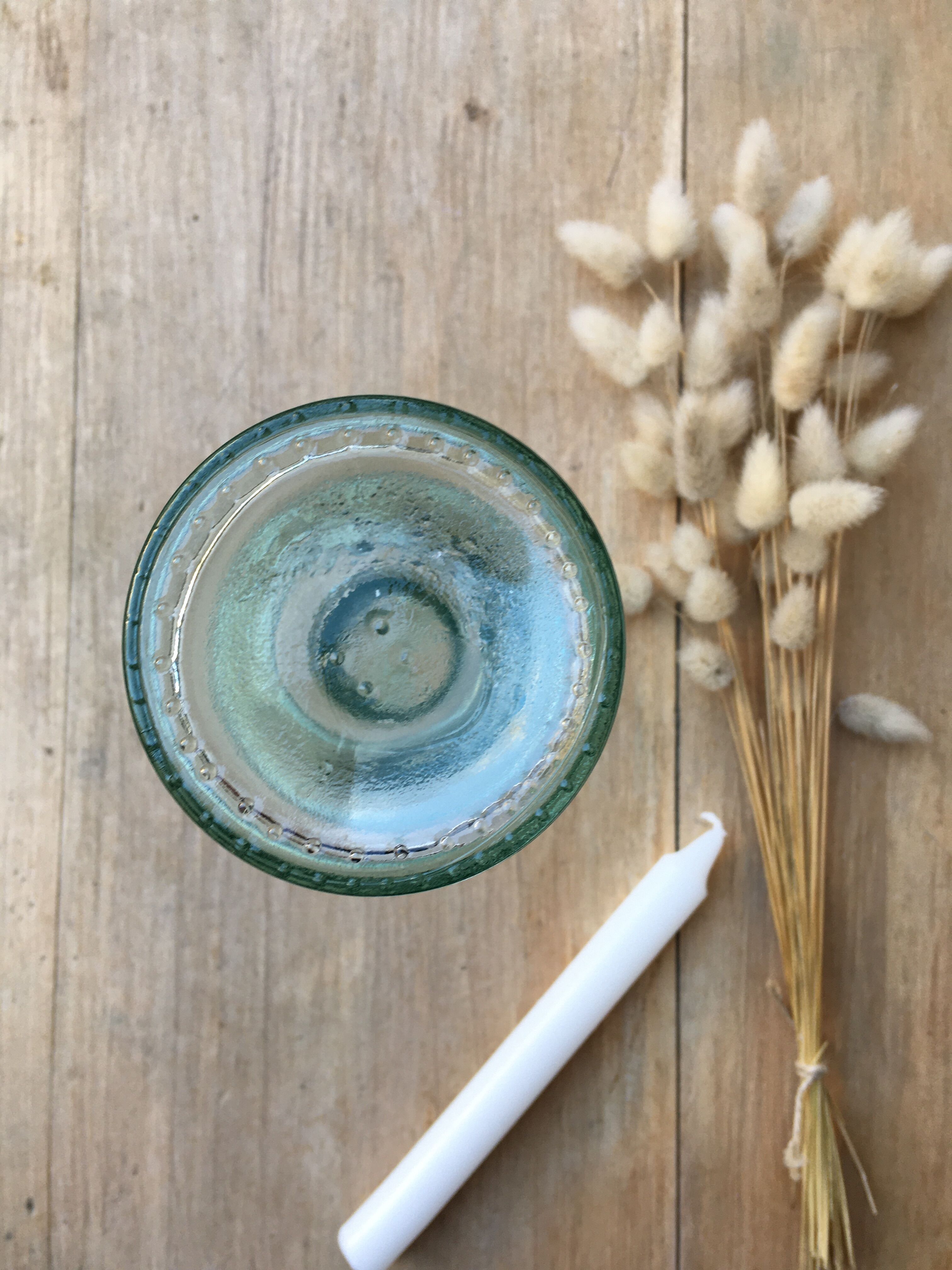 Green water candle holder