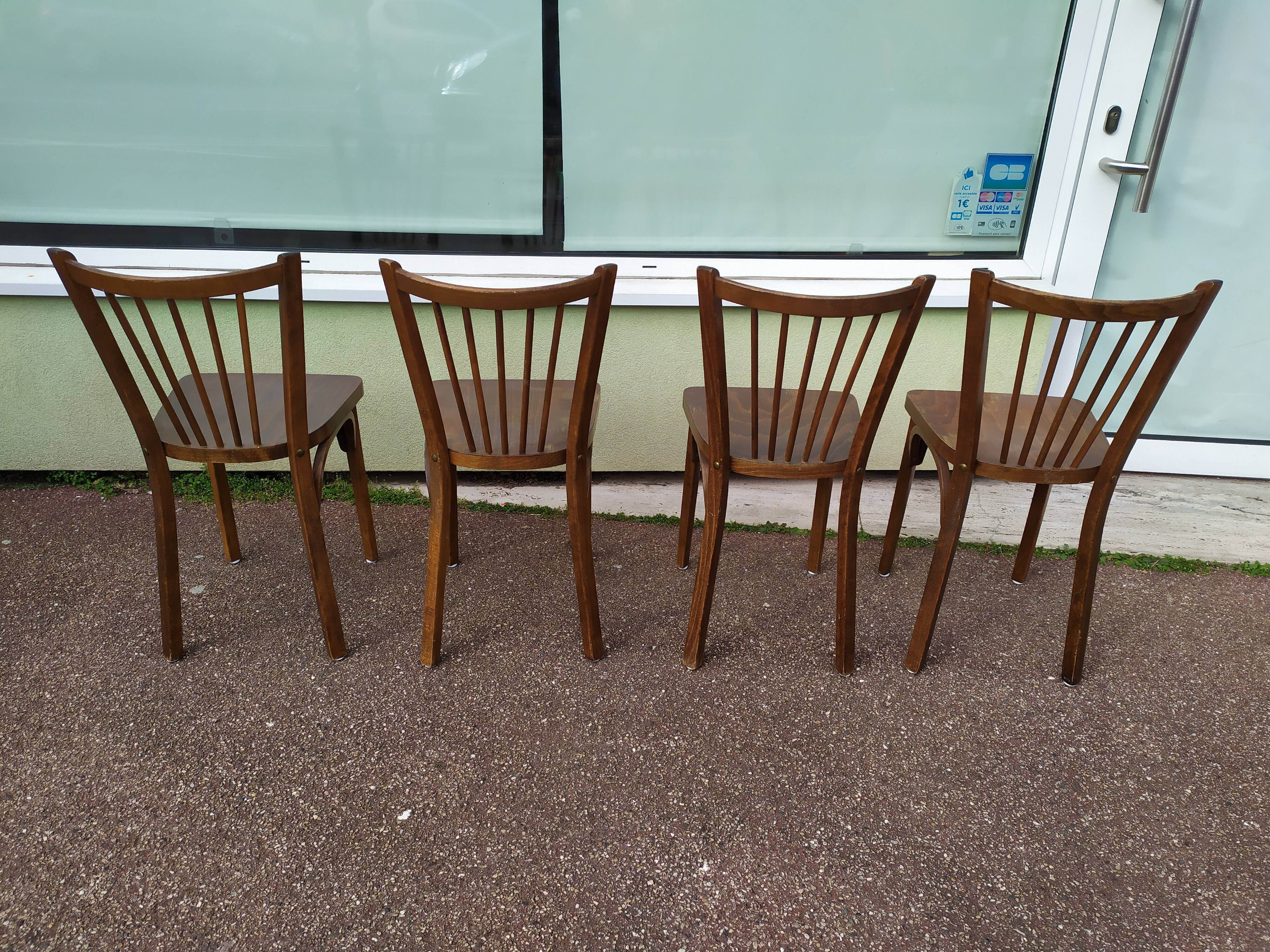 Lot de 4 chaises de bistrot bois Baumann