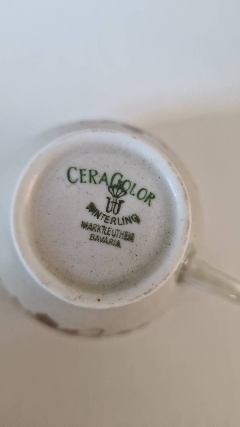 Lot of 10 vintage porcelain cups from Winterling Bavaria with orange flowers from the 70s.