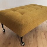 Bench, rectangular, mottled mustard fabric