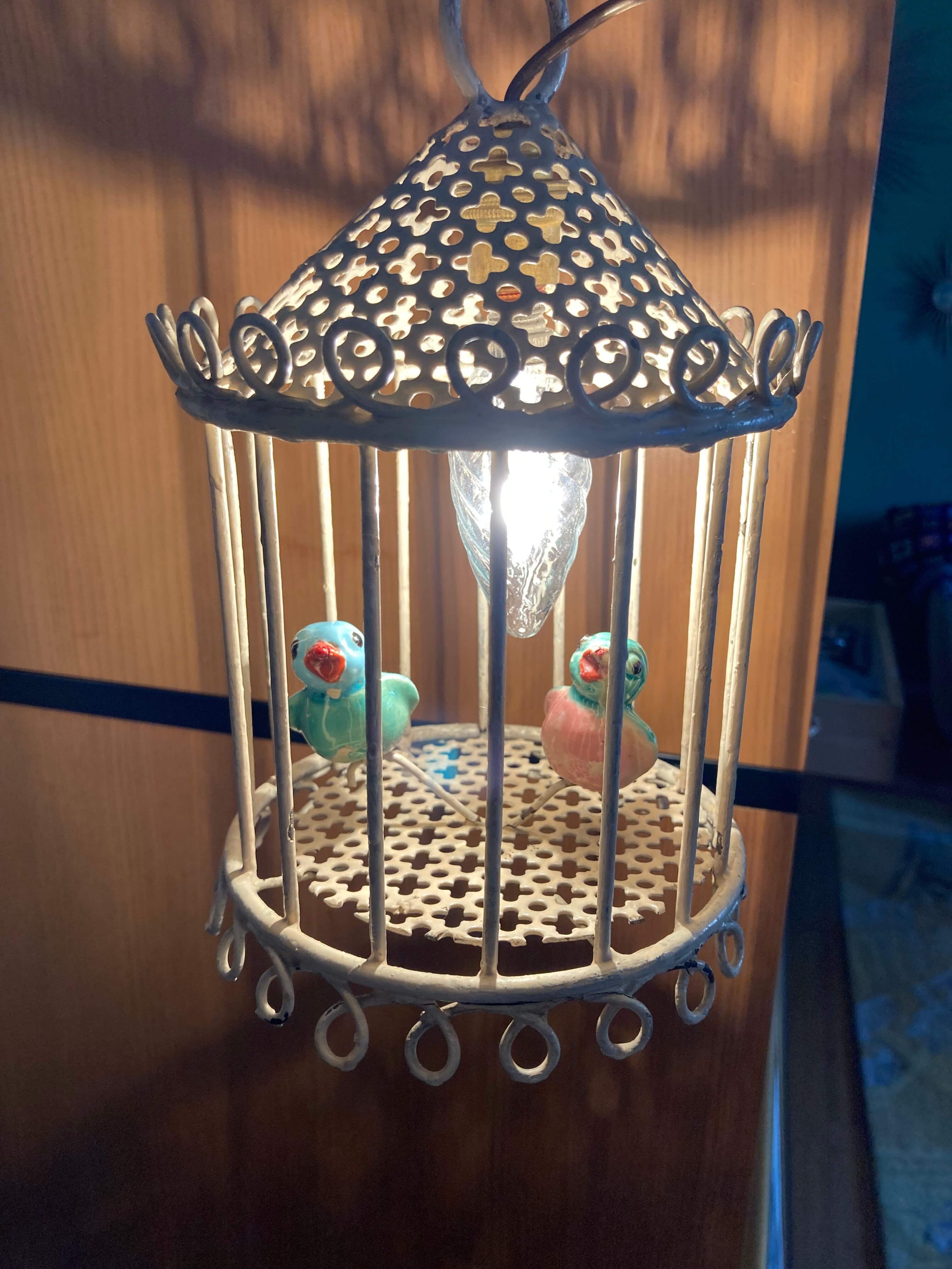 Bird cage lamp in vintage ceramics 50 years