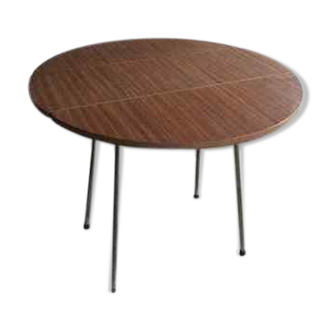 Table ronde marron en formica vintage