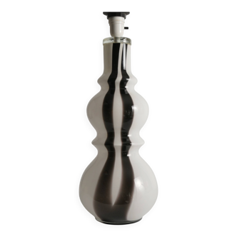 Sculptural Art Glass Murano Style Table Lamp, Black & White, 1960s