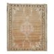 Vintage Turkish Hand-Knotted Wool Cotton Brown Area Rug 69x71