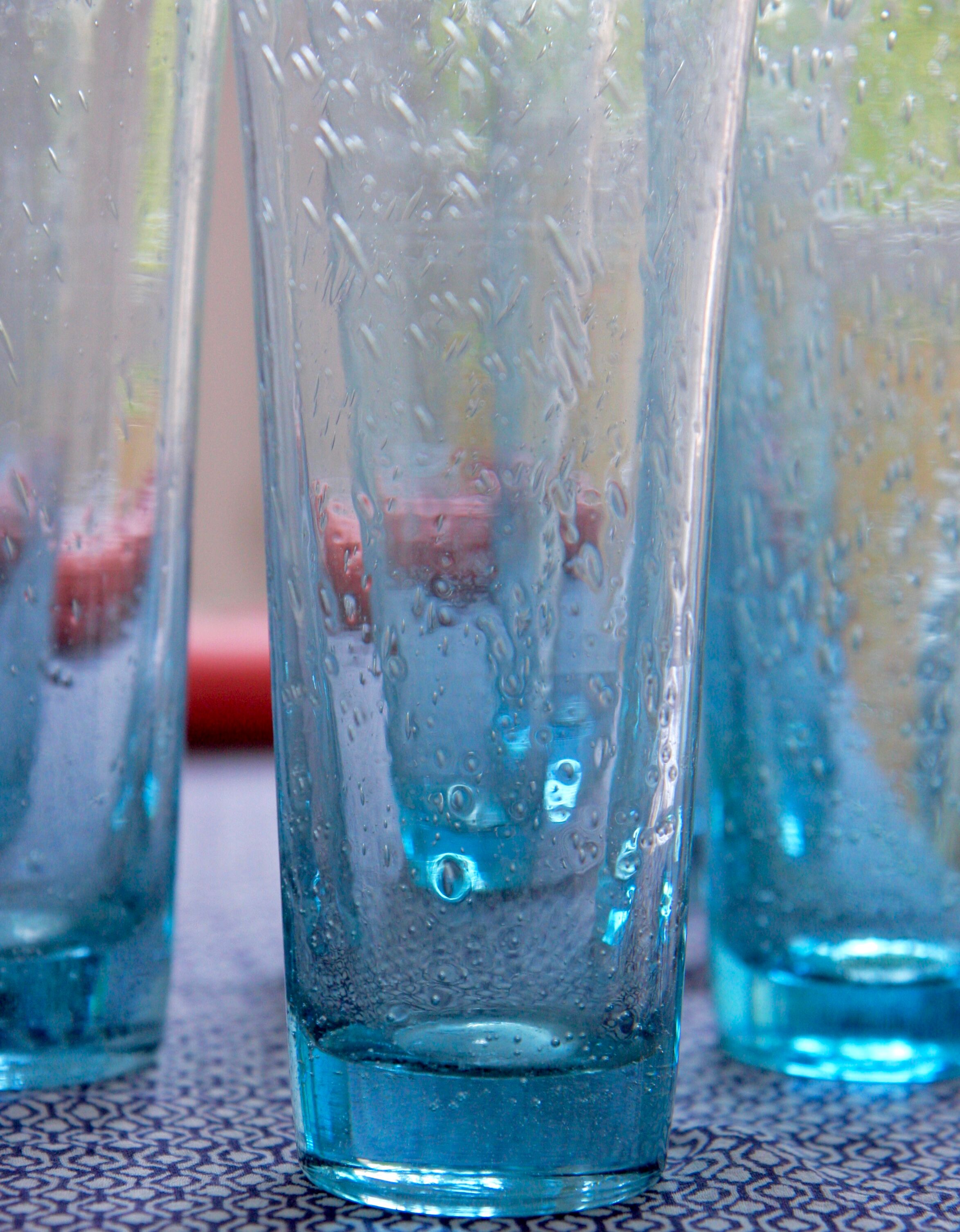 Six Biot glass orange glasses