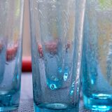 Six Biot glass orange glasses