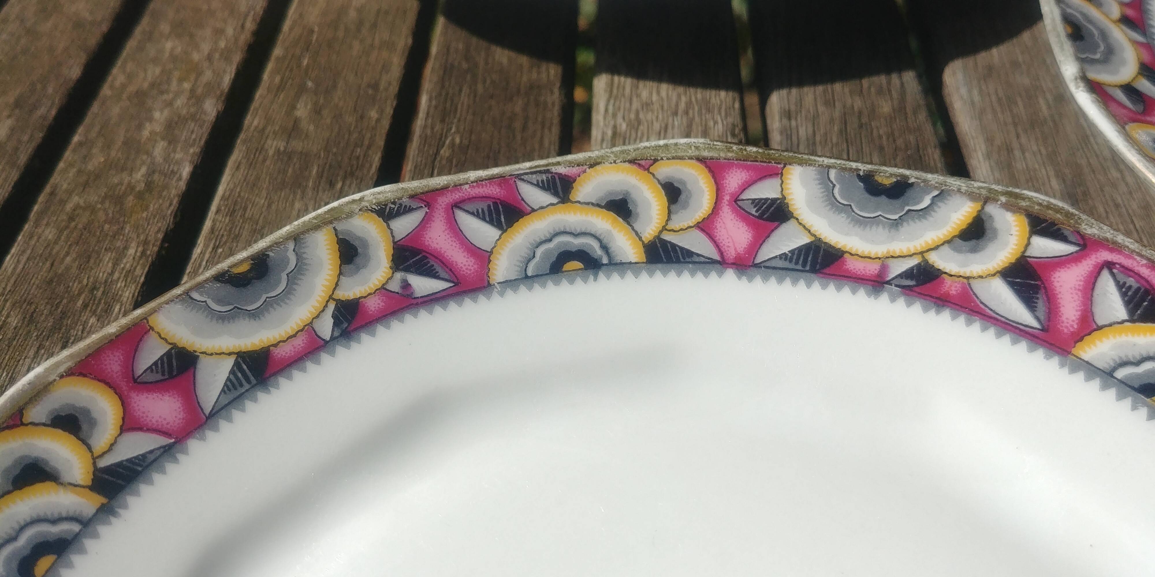 Dessert service from the EG France earthenware factory Art Deco period 20s/30s in porcelain