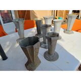 Set of 8 cast iron and aluminum vases 1900