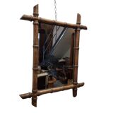 Vintage French Faux Bamboo Mirror, 1930s