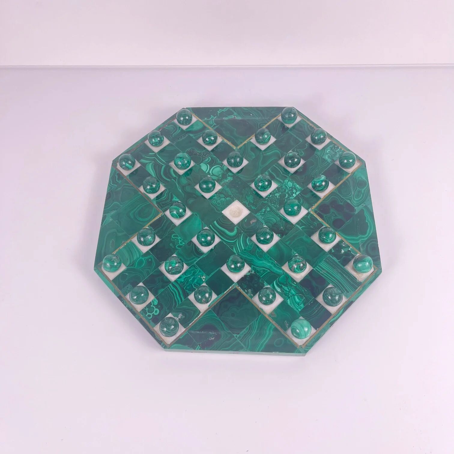 Jeu de solitaire en malachite de forme octogonale, 1950/70