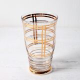 Mid-Century Italian Glass Pitcher & Six Glasses with Golden Details / Italy