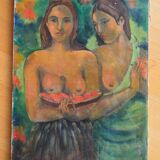 Ancient painting – Two female figures France (attributed), circa 1905–1925
