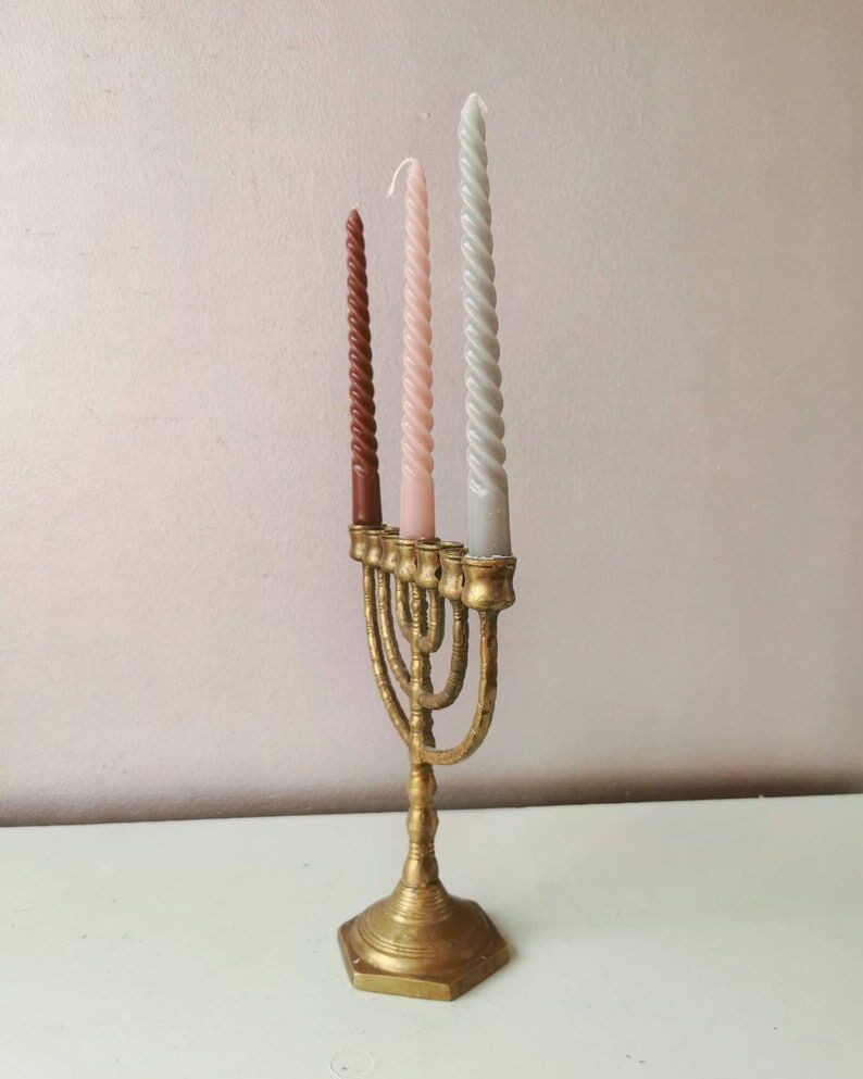Vintage brass candle holder, 1970