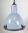Bauhaus grey enamel industrial pendant lamp with glass cover, 1950s