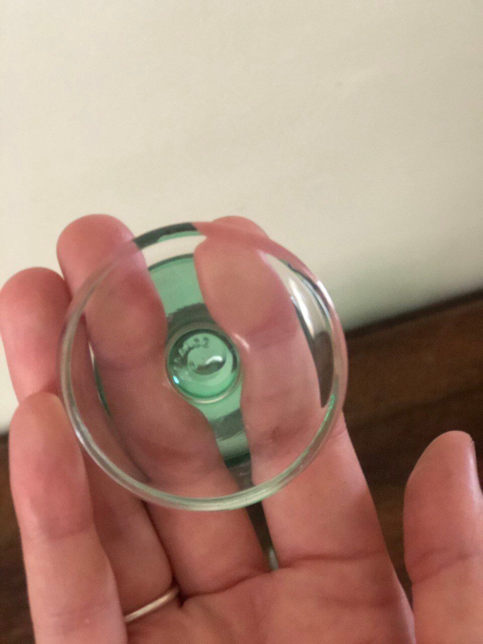 Set of 7 green glasses made in France