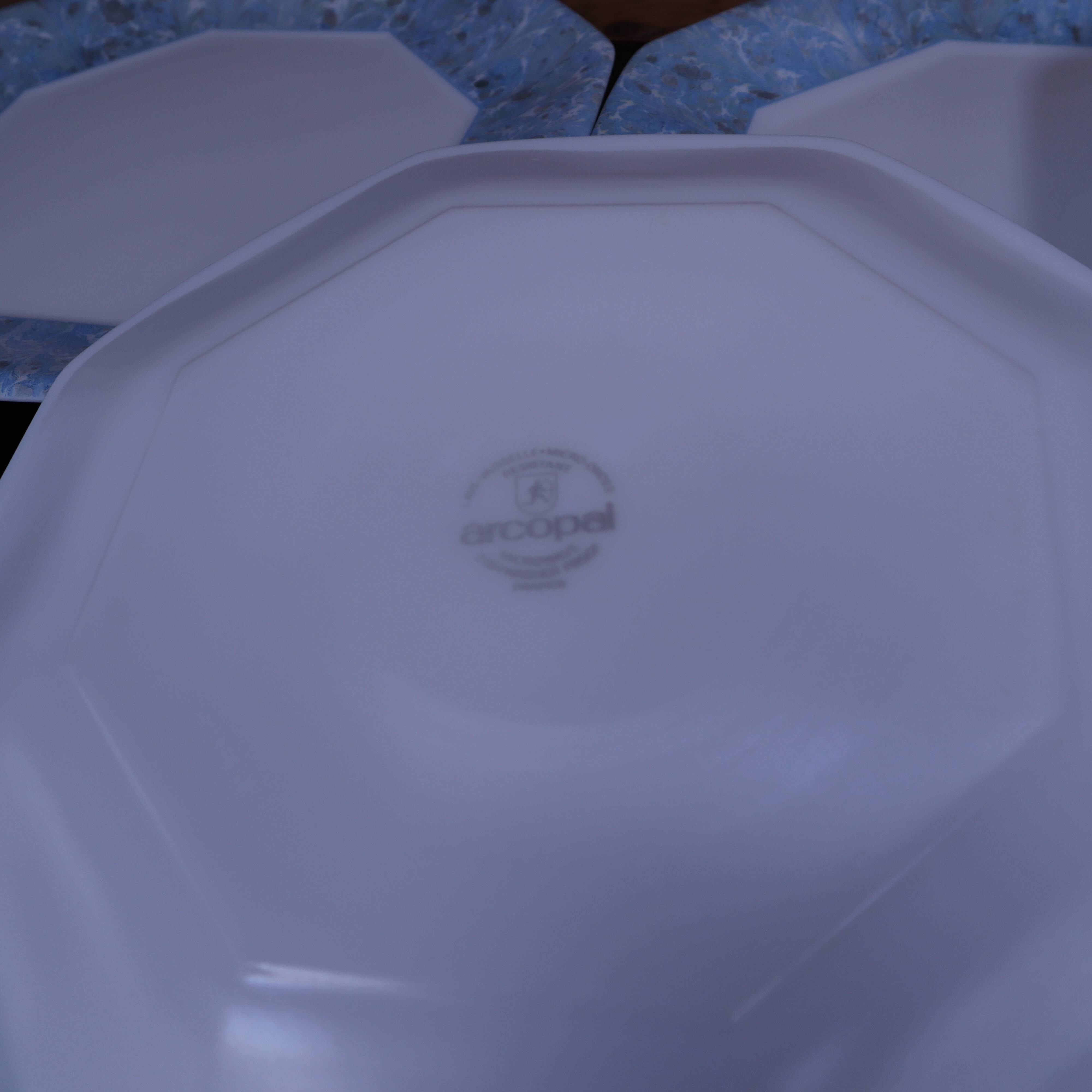 5 vintage octagonal flat plates Arcopal
