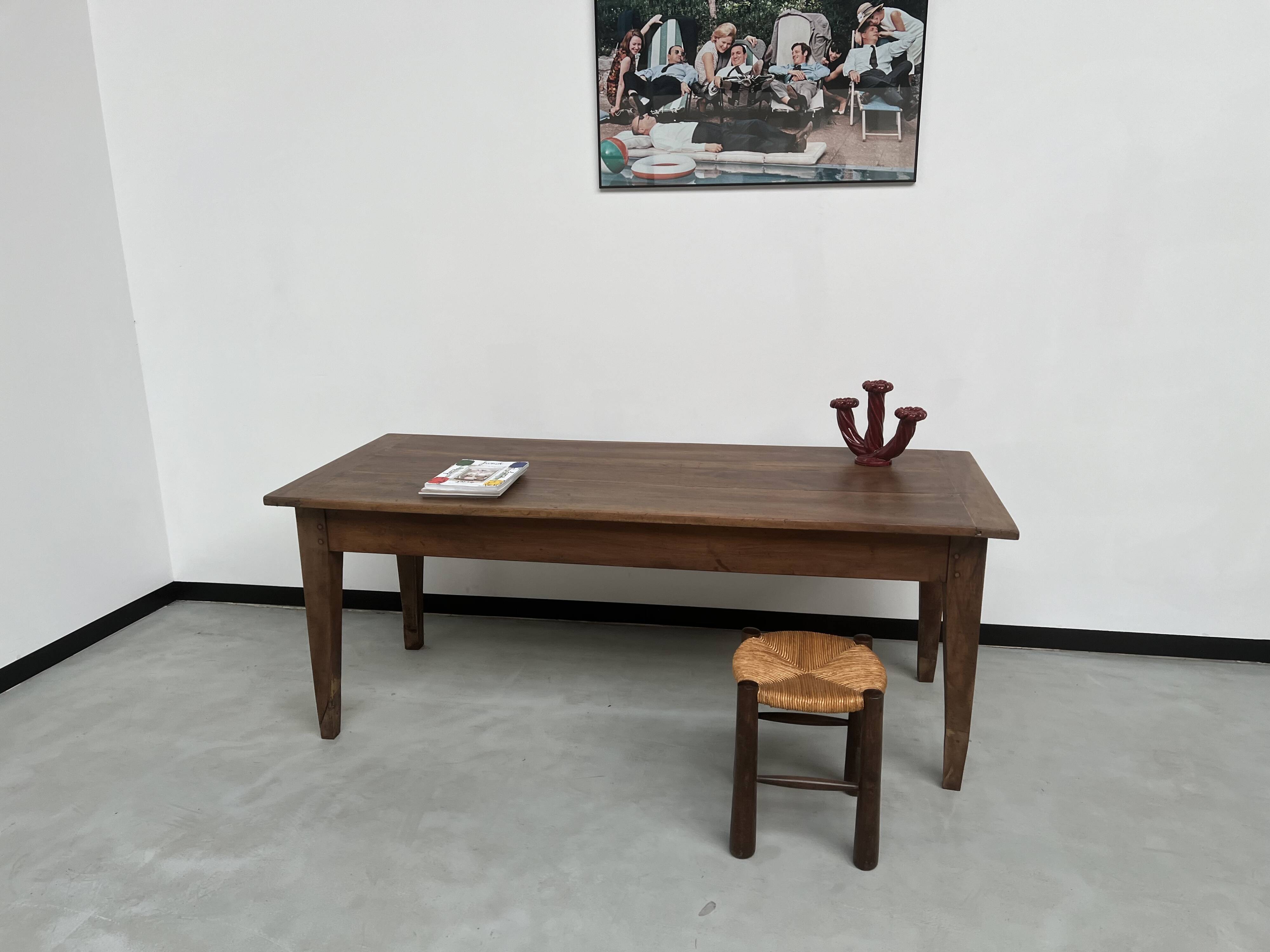 Solid walnut farmhouse table with spindle legs