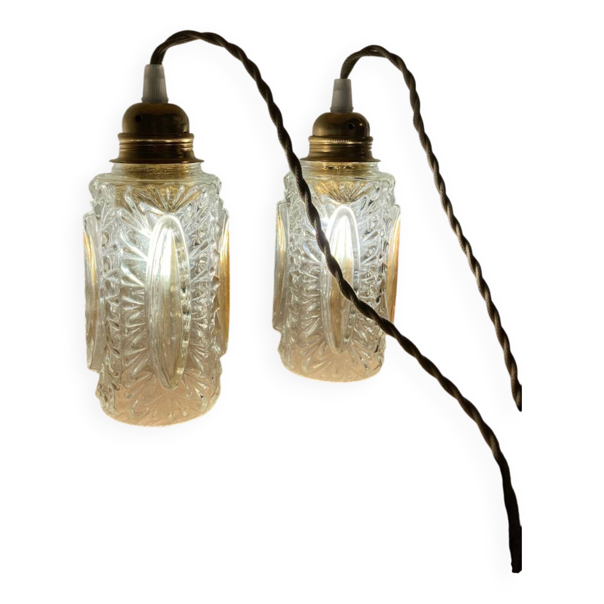 Paire de baladeuses opalines vintage