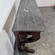 Restoration period console in flamed mahogany