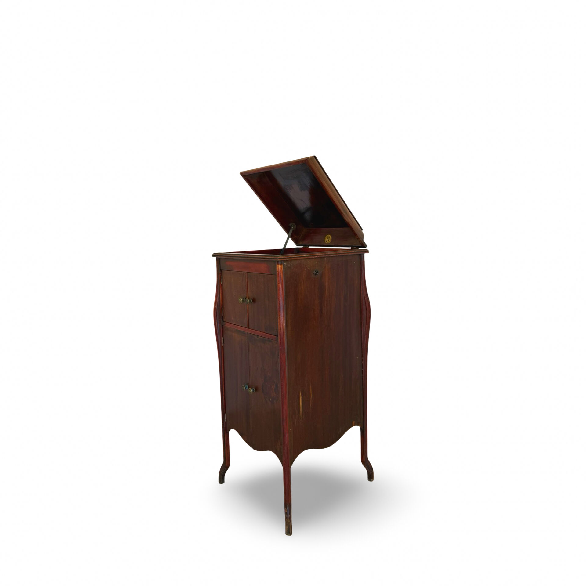 Italian floor-model upright phonograph cabinet, 1900s