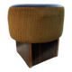 Black hexagonal pouf in fabric and faux leather, mid-century Hungarian ottoman from the 1950s.