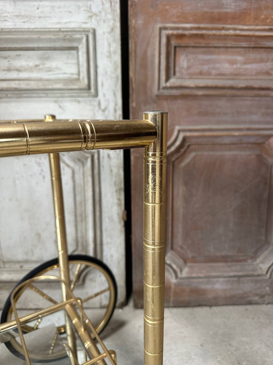 Vintage gold bar cart serving trolley