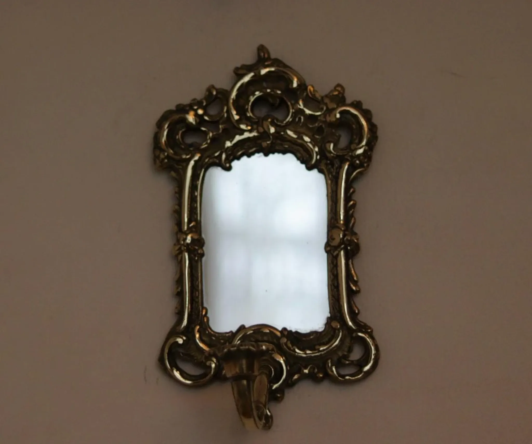 Pair of Mid-Century Swedish Brass Sconces with Mirror