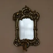 Pair of Mid-Century Swedish Brass Sconces with Mirror
