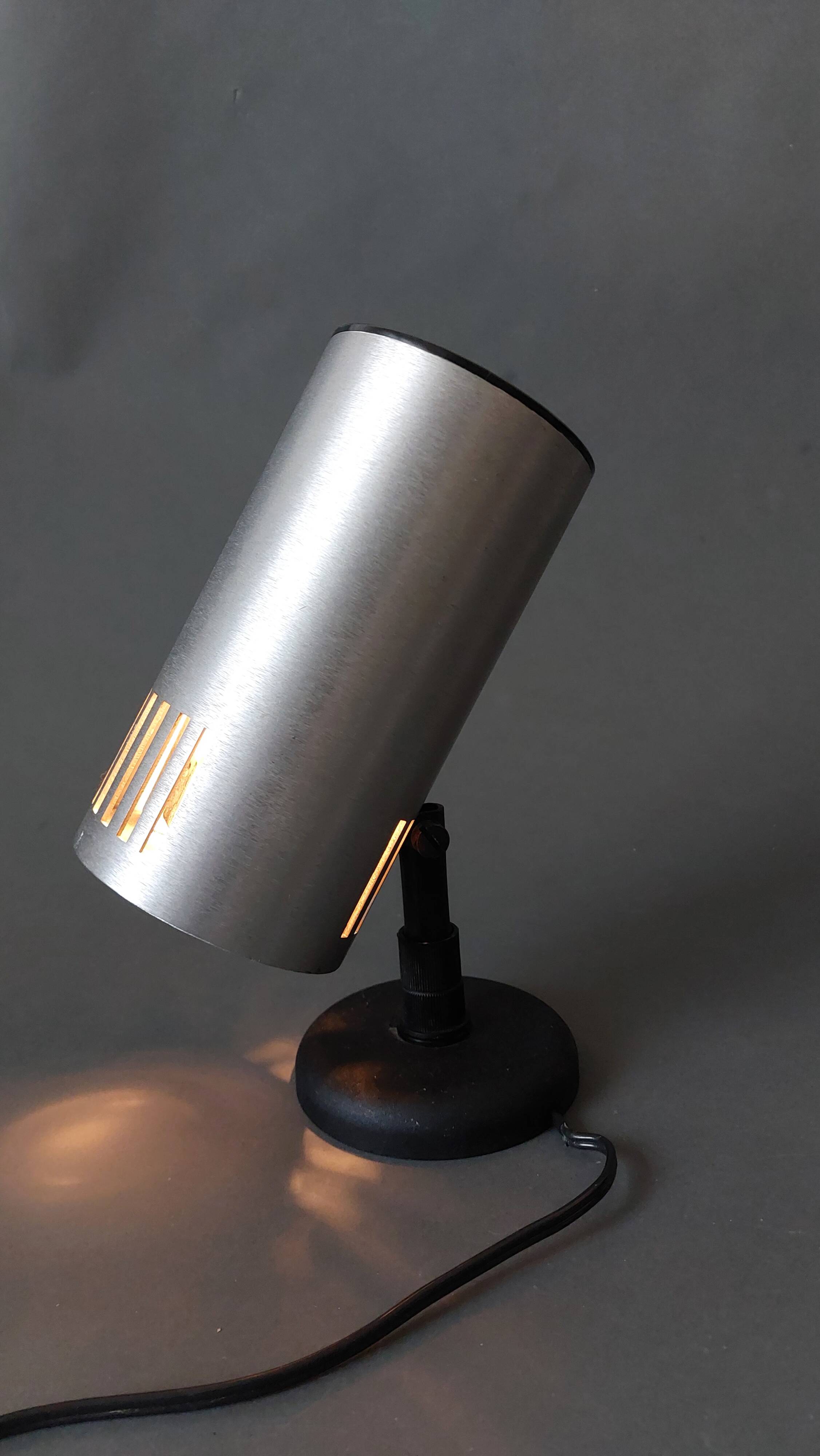 Adjustable brushed aluminum wall lamp by Lita, France 1960/1970.