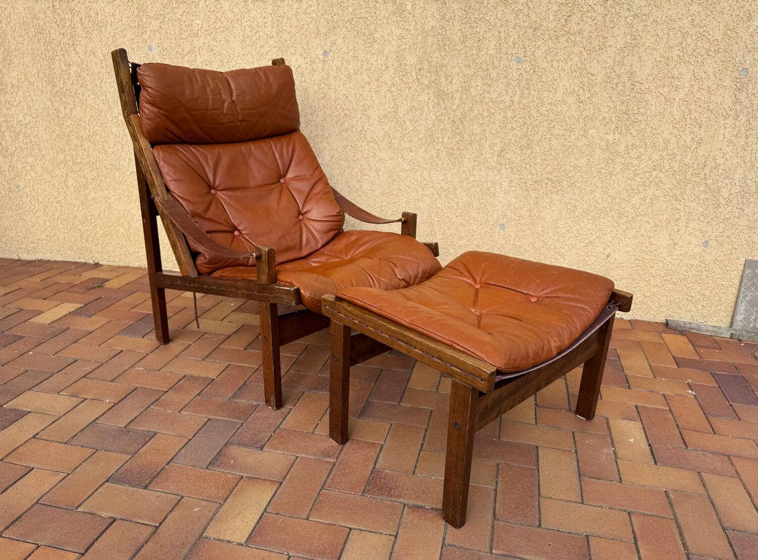 Fauteuil vintage « Hunter » avec ottoman par Torbjørn Afdal, années 1960, Norvège
