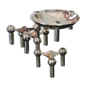 3 candlesticks and 1 flexible cup Nagel 1970