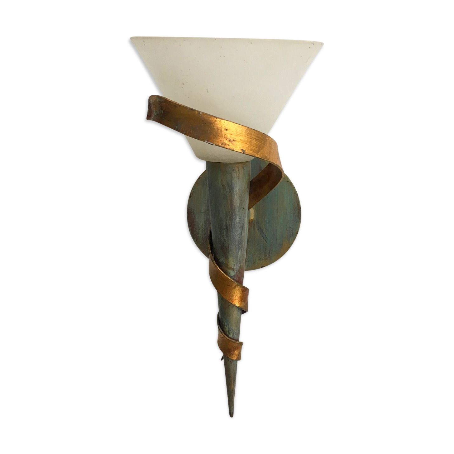 Italian metal and shortbread glass wall lamp