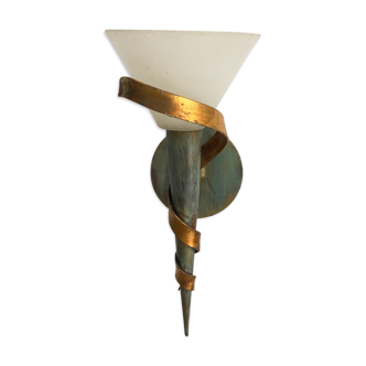 Italian metal and shortbread glass wall lamp