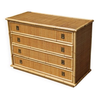 Rattan chest of drawers by Dal Vera Italy 1970
