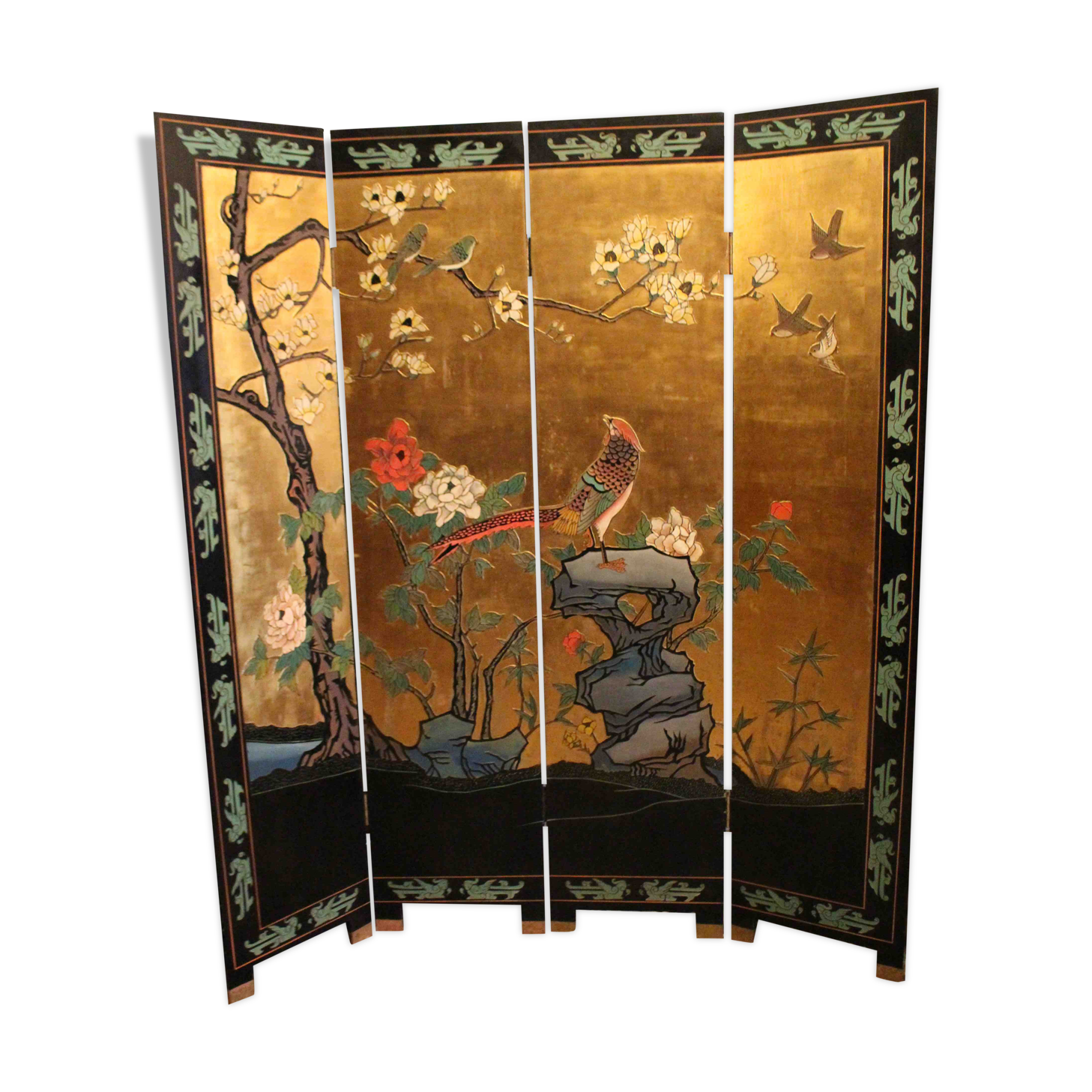 4-leaf screen lace-up decoration Far East Japan type Coromandel