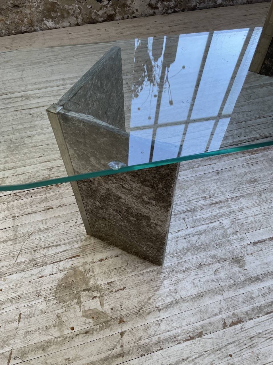 Roche Bobois stone and glass sculpture shelf 1970s