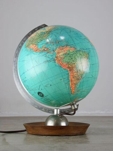 Globe en verre illuminé du milieu du siècle années 60