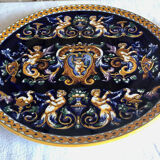 Gien Renaissance cake pie dish blue background 1971/1984