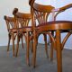 Set of 4 Bentwood Dining Chairs / Vintage Thonet Style, Red Faux Leather