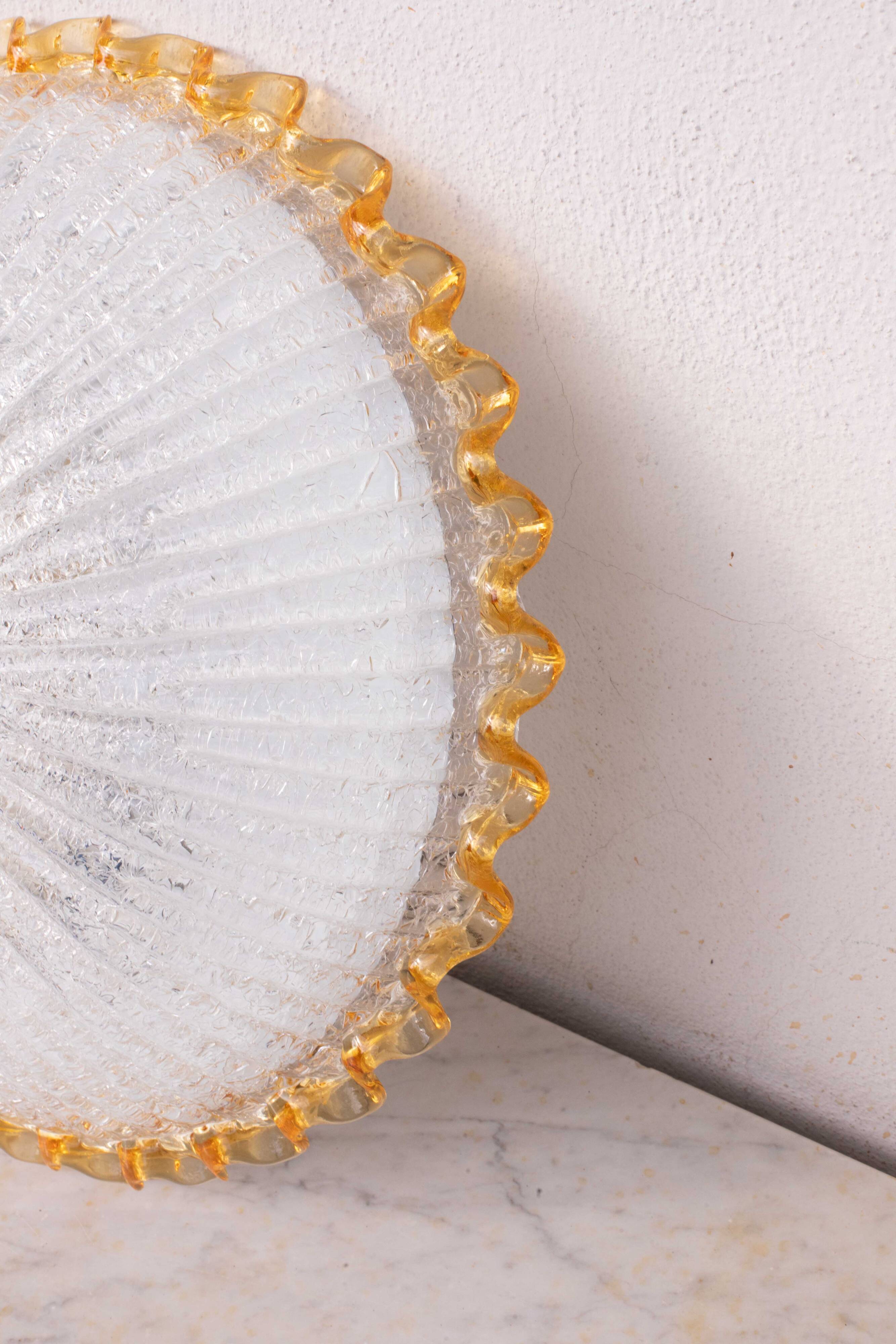 Set of 2 Italian Yellow Large Size Murano Glass Ceiling Fixture, Murano, 19