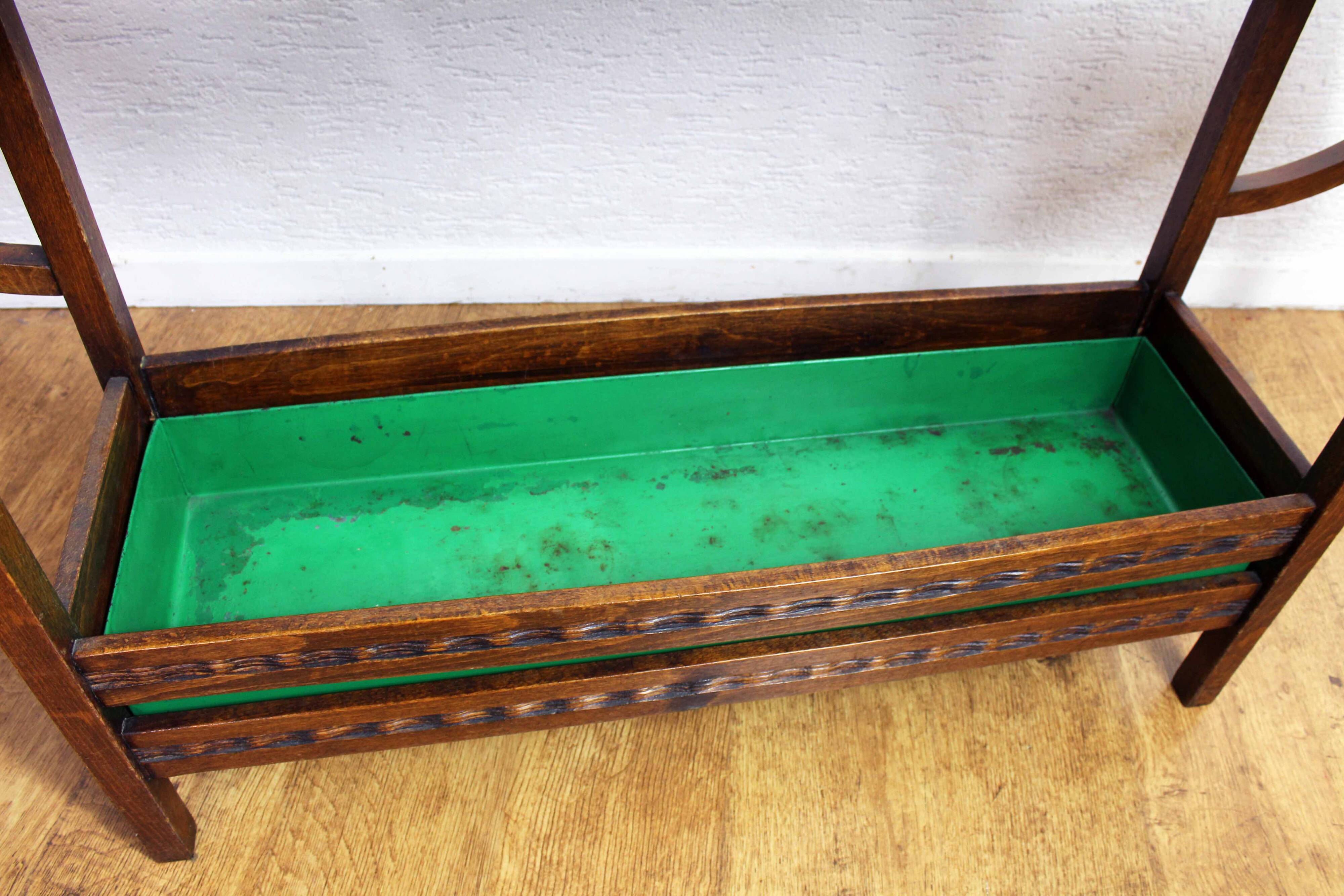 Art Deco planter in wood and zinc