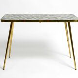 Beautiful Mid Century Modern brass side table with mosaic surface by Münche
