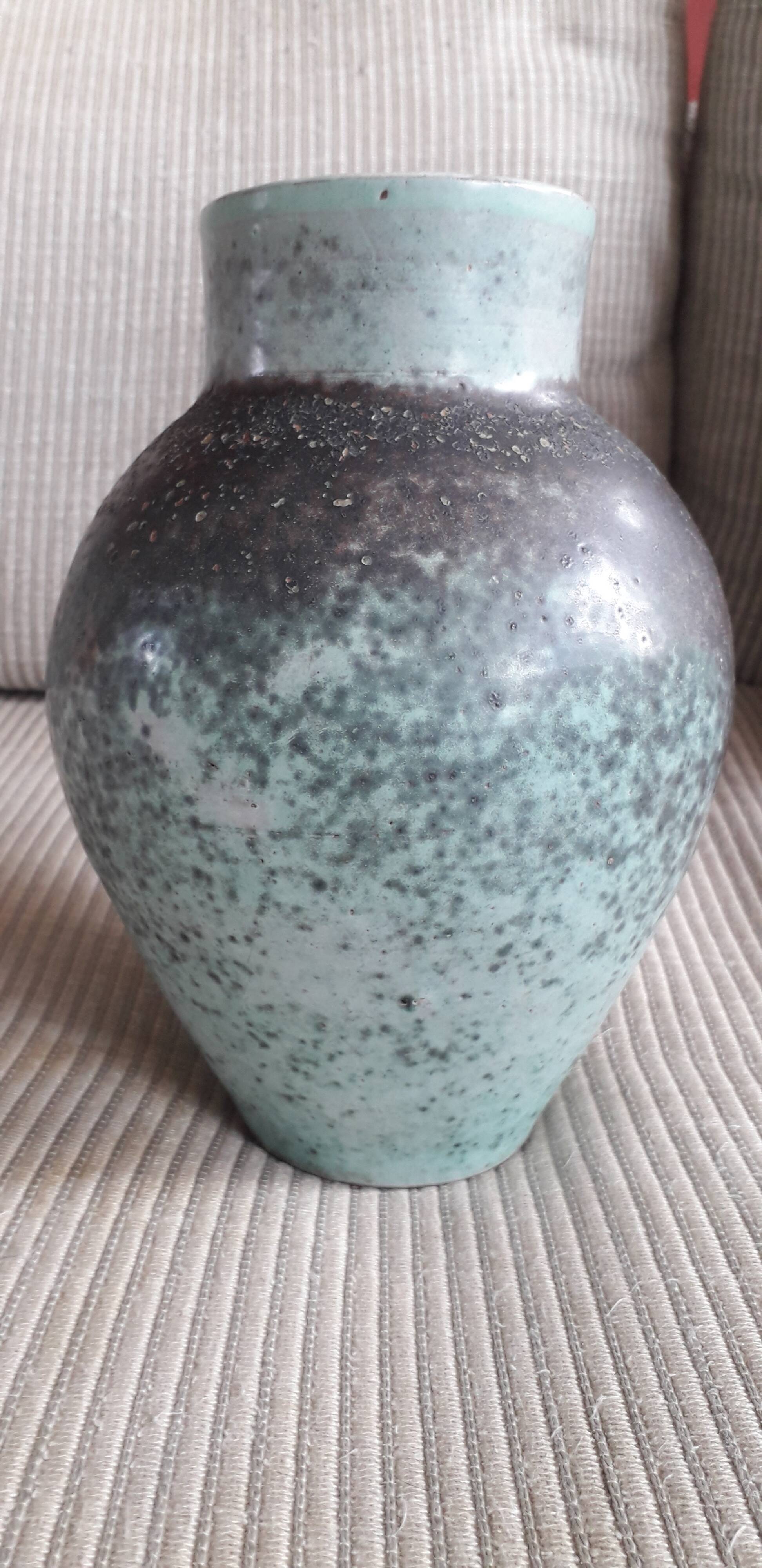 Vintage turquoise vase signed