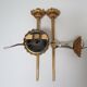 Pair of vintage patinated golden metal hand sconces