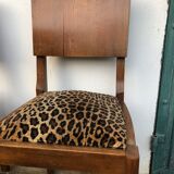 6 chaises année 30 recouvert tissu leopard