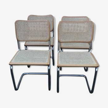 4 mid century modern cesca chairs by Marcel Breuer